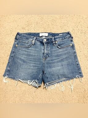 Dear John High Rise GIGI Denim Shorts Distressed Raw Cut-Off Hem Sz 26